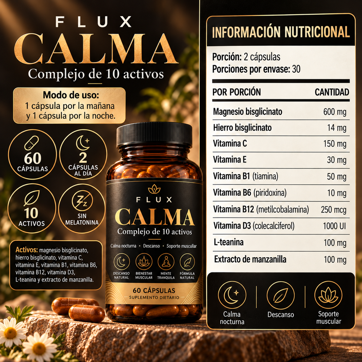 FLUX Calma — Piernas Inquietas, Calambres y Descanso
