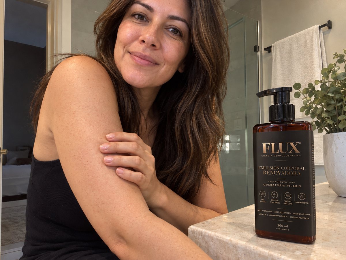 Clienta usando FLUX Emulsión Renovadora